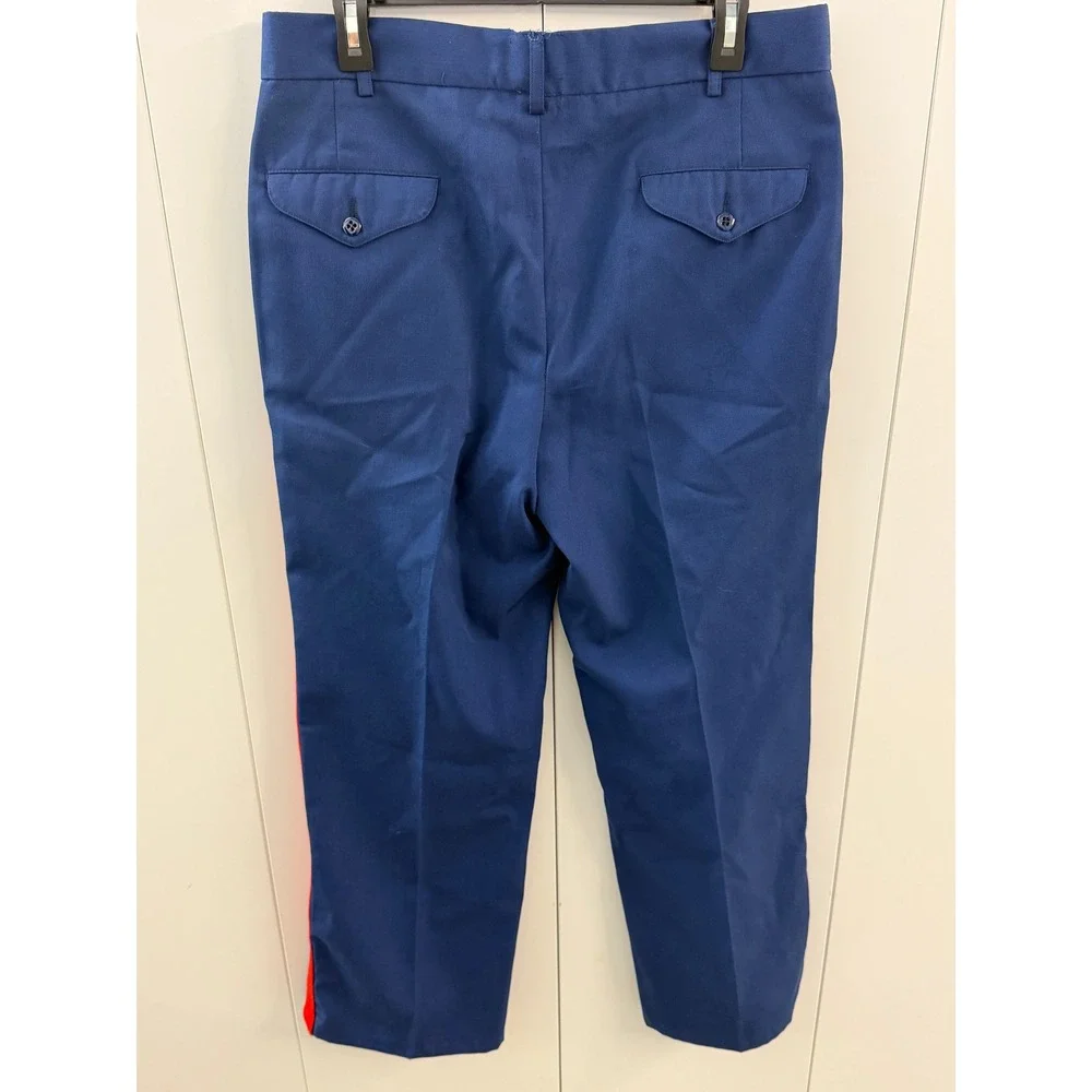 USMC Dress Blues Pants Men 32S Sky Blue Poly Wool Gabardine Red Stripe NCO 8405